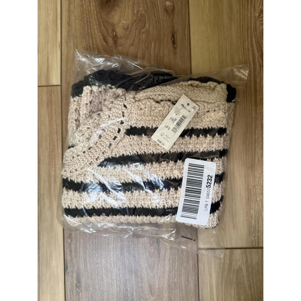 NWT! Madewell Square-Neck Crochet-Stitch Tank in Stripe Size Large - Picture 2 of 5